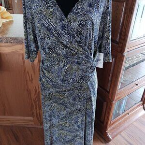 Chaus  XXL dress, navy and yellow, NWT